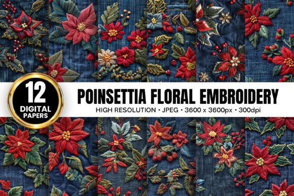 Poinsettia Flower Denim Embroidery Paper Review