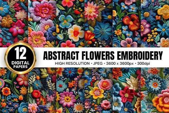 Reviewing Abstract Flower Embroidery Digital Paper for Branding