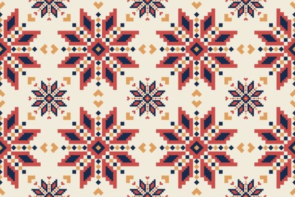 Reviewing Folk Embroidery Colorful Floral Pattern